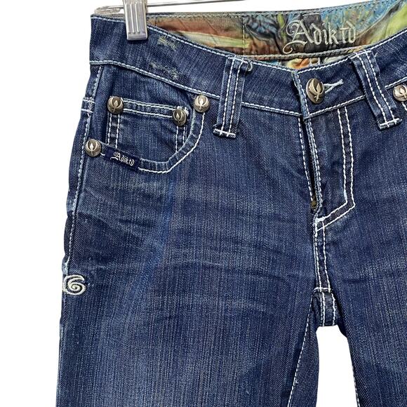 Adiktd y2k Embroidered Embellished Grunge Low-Rise Skinny Jeans - Picture 5 of 15